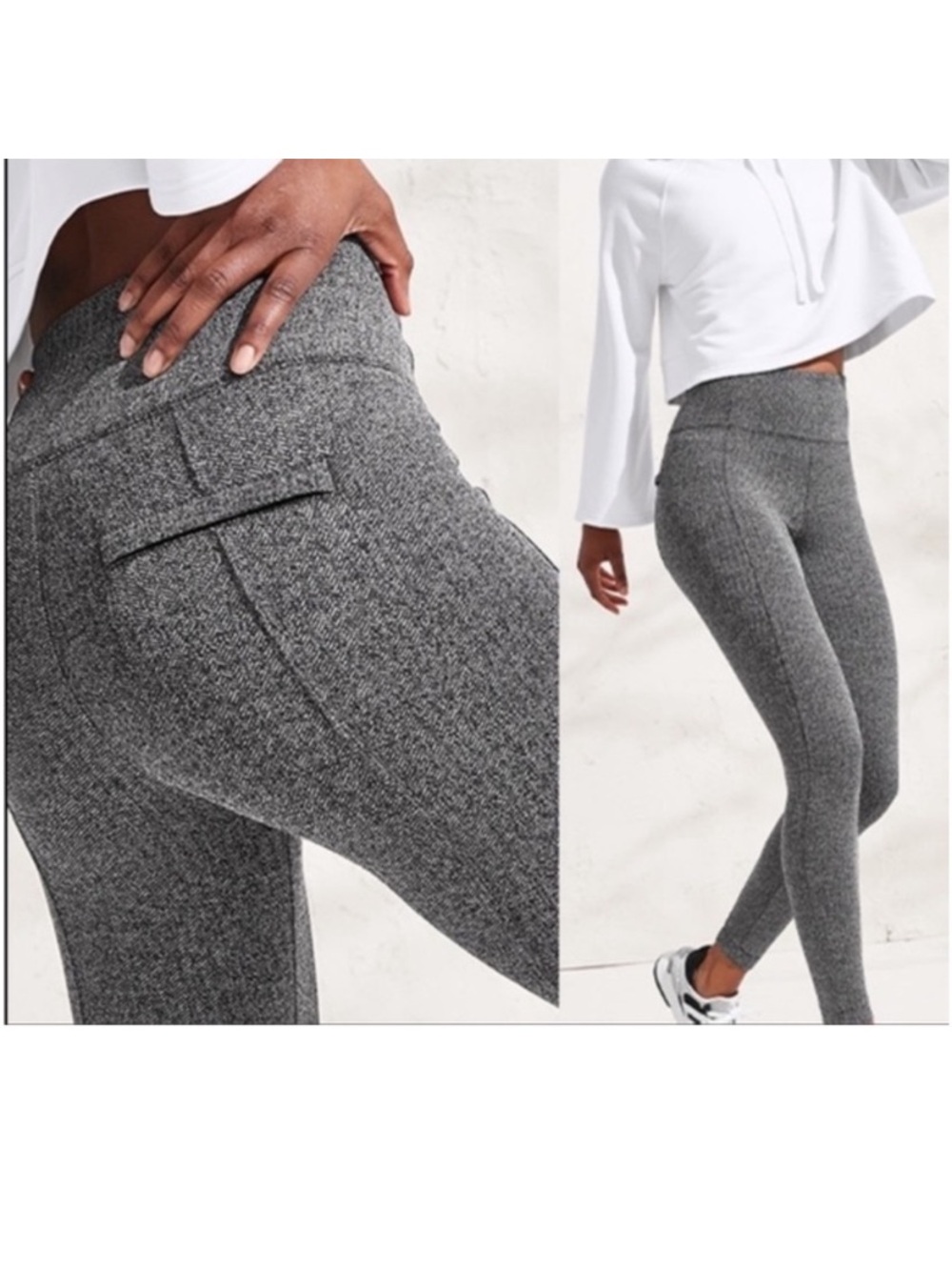 Athleta Herringbone Heathered Gray High-Rise Leggings